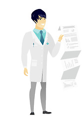 Image showing Doctor in medical gown giving presentation.