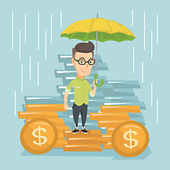 Image showing Business man insurance agent with umbrella.