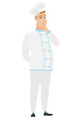 Image showing Caucasian chef cook thinking vector illustration