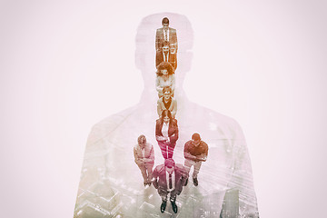 Image showing Double exposure of young ambitious business group