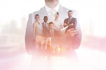 Image showing Double exposure of young ambitious business group