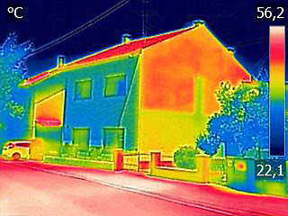 Image showing Infrared thermovision image showing lack of thermal insulation o