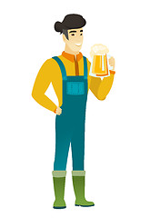Image showing Farmer drinking beer vector illustration.