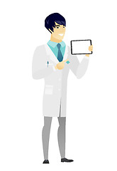 Image showing Smiling doctor holding tablet computer.