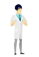 Image showing Asian confused doctor shrugging shoulders