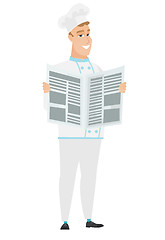 Image showing Chef cook reading newspaper vector illustration