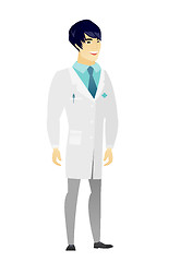 Image showing Young asian happy doctor in medical gown.