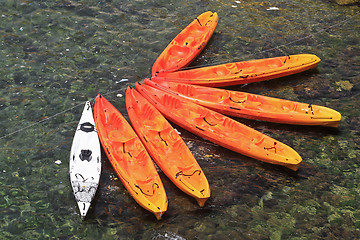 Image showing Sea kayaks