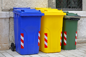 Image showing Recycling trash cans