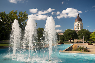 Image showing Topeka Kansas Capital Capitol Building Fountains Downtown City S