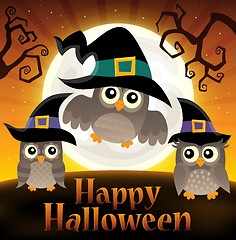 Image showing Happy Halloween sign with owls 2