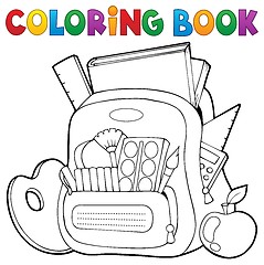 Image showing Coloring book schoolbag theme 1