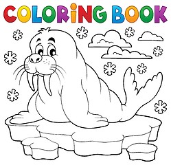 Image showing Coloring book walrus theme 1