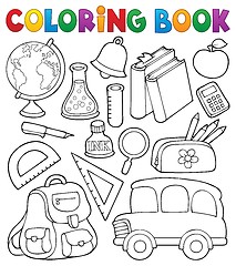 Image showing Coloring book school related objects 1