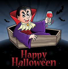 Image showing Happy Halloween sign with vampire