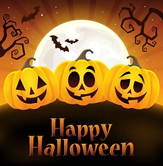 Image showing Happy Halloween sign with pumpkins 4