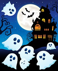 Image showing Ghosts near haunted house theme 6