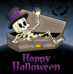 Image showing Happy Halloween sign with skeleton