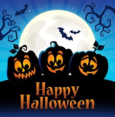 Image showing Happy Halloween sign with pumpkins 5