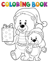 Image showing Coloring book Christmas bears theme 1