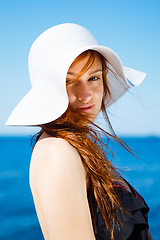 Image showing Charming model in straw hat