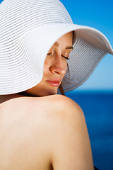 Image showing Charming model in straw hat