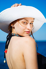 Image showing Charming model in straw hat