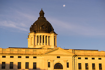 Image showing Moon Rising South Dakota State Capital Building Hughes County Pi