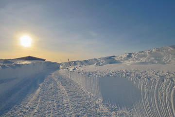 Image showing Sunset landscape in Greenland 