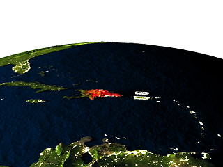 Image showing Dominican Republic from space at night