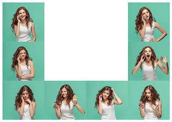 Image showing The young woman\'s portrait with different emotions