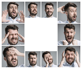 Image showing Set of young man\'s portraits with different emotions