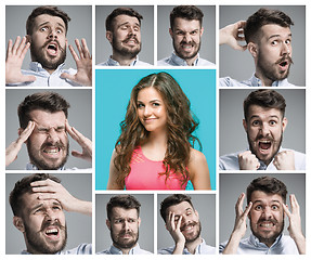 Image showing Set of young man\'s portraits with different emotions