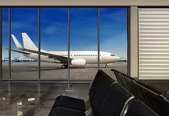 Image showing window in empty  airport