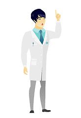 Image showing Doctor with open mouth pointing finger up.