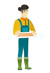 Image showing Farmer holding a contract vector illustration