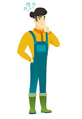 Image showing Thinking farmer with question marks.