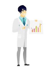 Image showing Asian doctor showing financial chart.