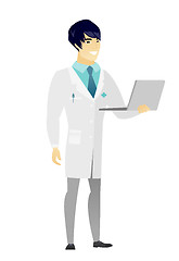 Image showing Doctor using laptop vector illustration.