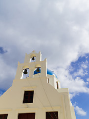 Image showing Greek orthodox church in Oia village on Santorini