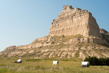 Image showing Scotts Bluff National Monument Covered Wagon Nebraska Midwest US