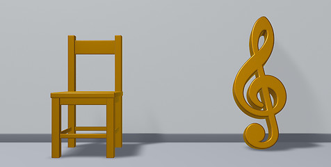 Image showing clef symbol and chair - 3d rendering