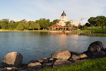 Image showing Sun Rising South Dakota State Capital Building Hughes County Pie