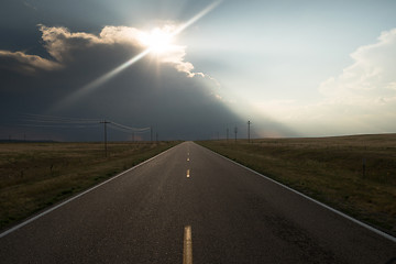 Image showing Supercell Storm Blocks out the Sun Rural Road Highway