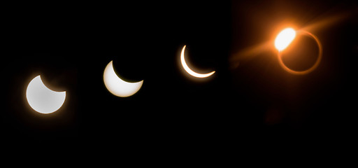 Image showing 4 Views 2017 Solar Eclipse Panoramic Sun Moon 