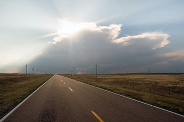 Image showing Supercell Storm Blocks out the Sun Rural Road Highway