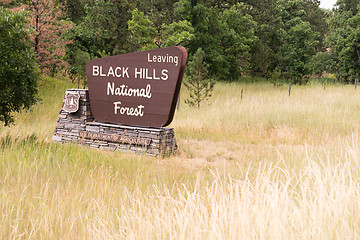 Image showing Black Hills National Forest Roadside Monument Sign South Dakota