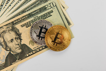 Image showing Bitcoin coin with dollars