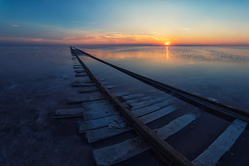 Image showing Beauty sunset on salty lake