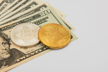 Image showing Bitcoin coin with dollars